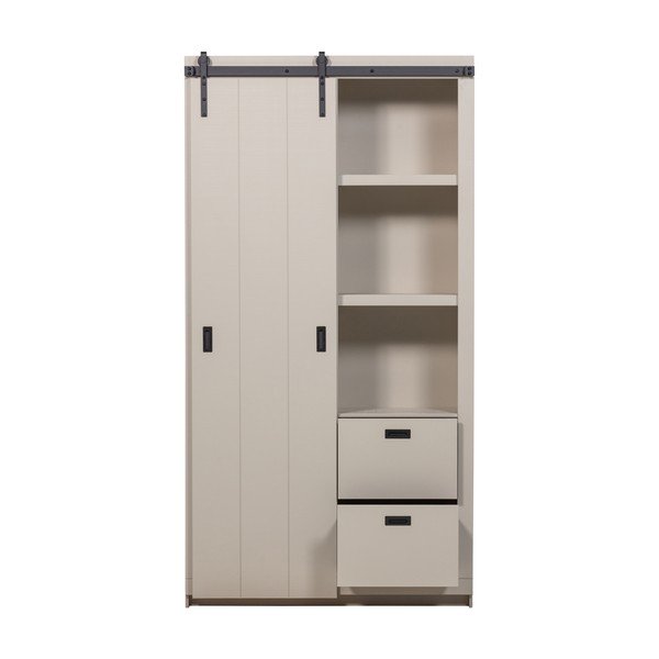 Dulap grej din lemn de pin cu ușă glisantă 122x230x37 cm Slide – vtwonen-image-3