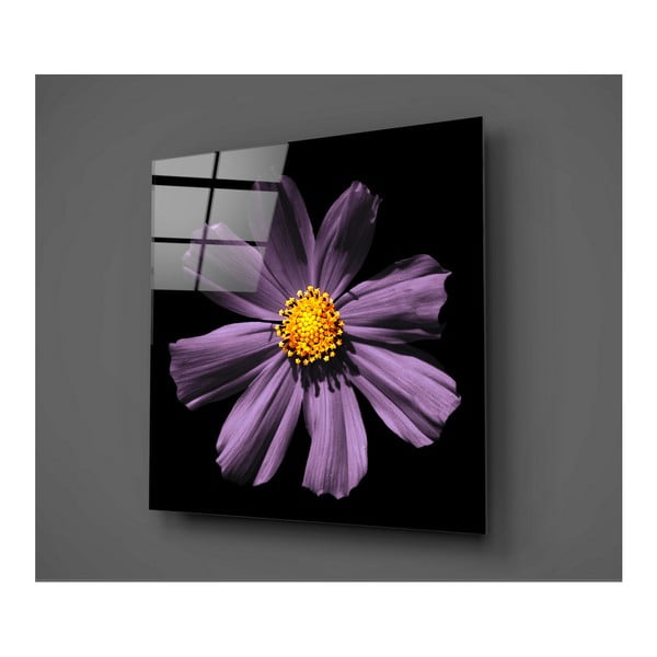 Tablou din sticlă Insigne Flowerina, 30 x 30 cm, negru - violet