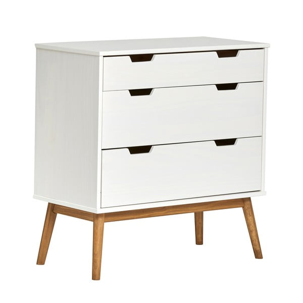 Comodă din lemn masiv de pin Marckeric Baku, lățime 80 cm, alb-image-2