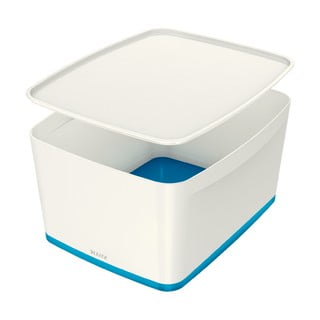 Cutie de depozitare din plastic alb-albastru cu capac MyBox - Leitz