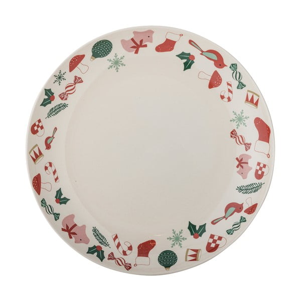 Farfurie crem pentru servire din gresie ø 28 cm  cu model de Crăciun Yule – Bloomingville