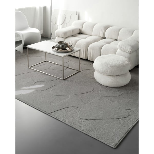 Covor gri din lână 200x300 cm Morphic Botanica – Agnella-image-1