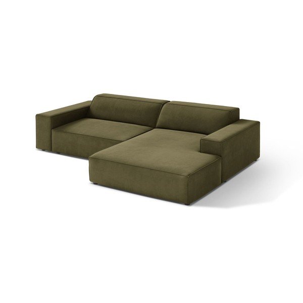 Colțar modular kaki cu tapițerie din catifea (cu colț pe partea dreaptă/cu șezlong) Jodie – Micadoni 