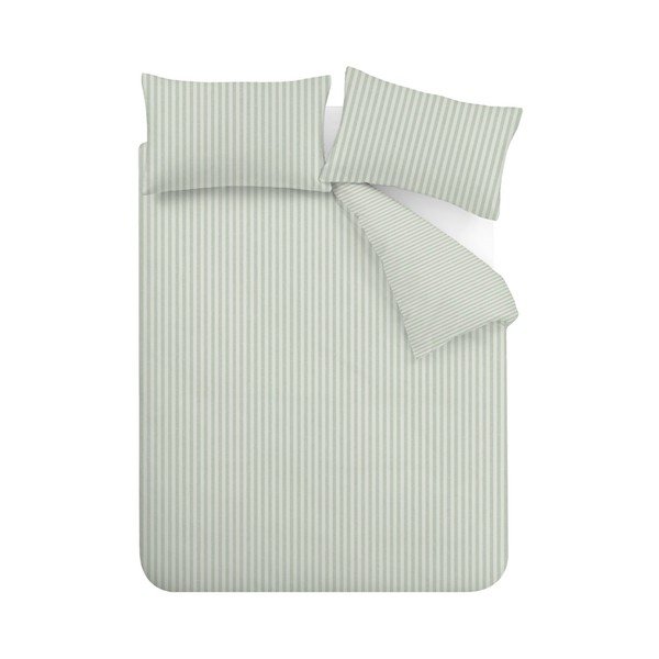 Lenjerie de pat verde pentru pat dublu/extinsă cu 3 piese 230x220 cm Epping Textured Stripe – Catherine Lansfield