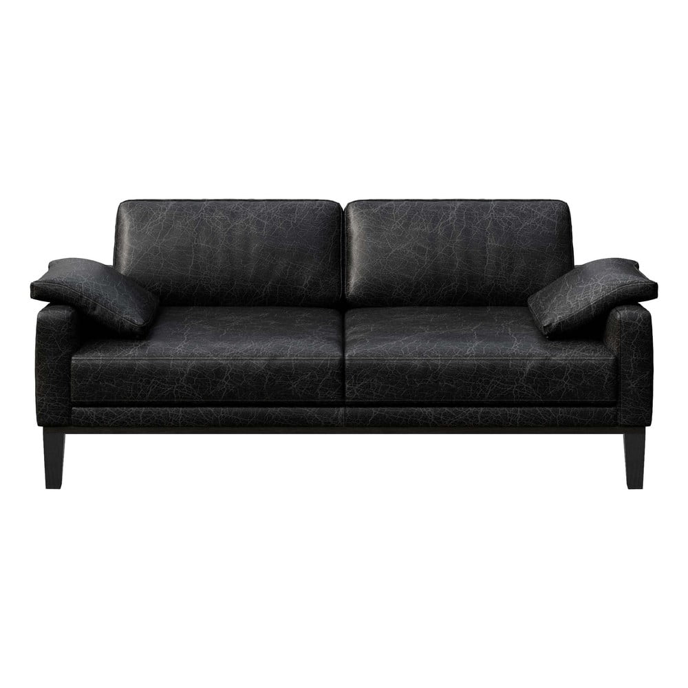 Canapea din piele MESONICA Musso, negru, 173 cm
