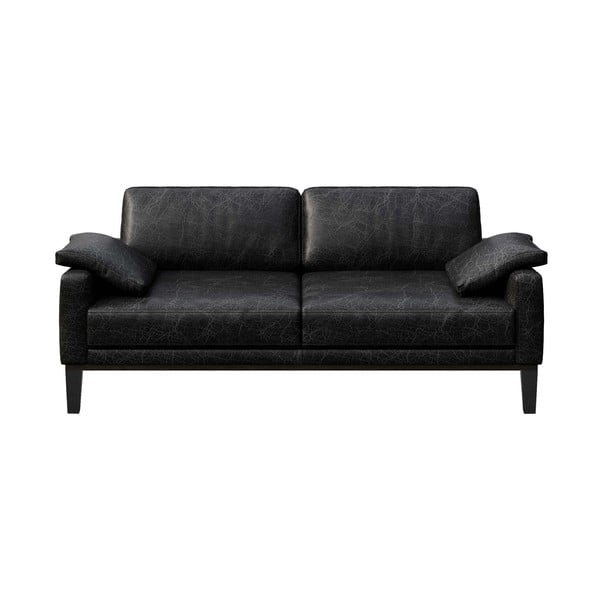 Canapea din piele MESONICA Musso, negru, 173 cm