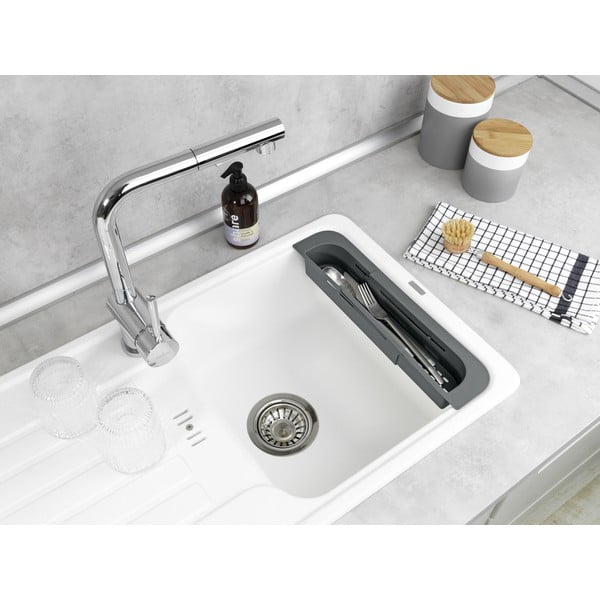 Scurgător telescopic pentru chiuvetă gri din plastic 49,5x8,5 cm Fino – Wenko-image-2