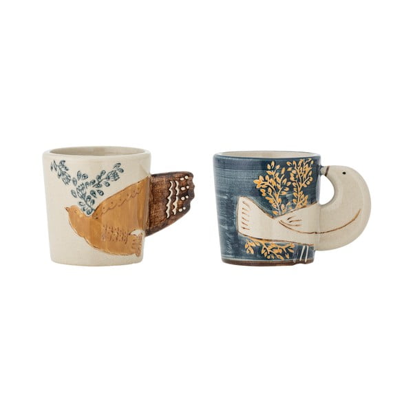 Cești albastre-crem 2 buc. pentru espresso din gresie 55 ml Hezha – Bloomingville