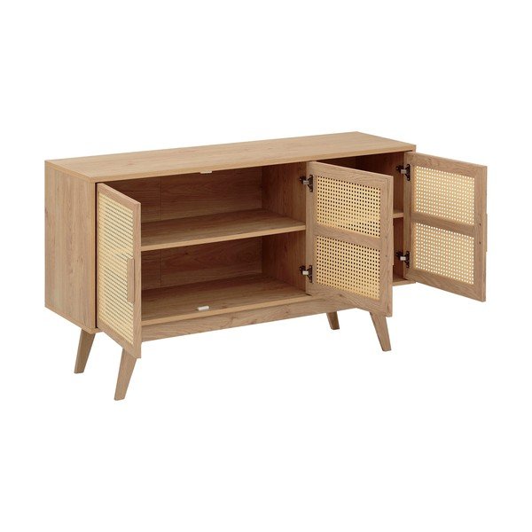 Comodă în culoare naturală joasă cu aspect de lemn de stejar 128x75 cm Bridget – Støraa-image-3