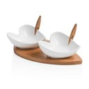 Set 2 boluri pentru servit cu tocător și 2 scobitori decorative Brandani Coeur Blanc