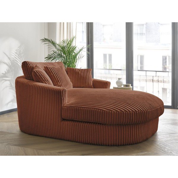 Fotoliu portocaliu cu tapițerie din catifea reiată Belem – Bobochic Paris-image-1