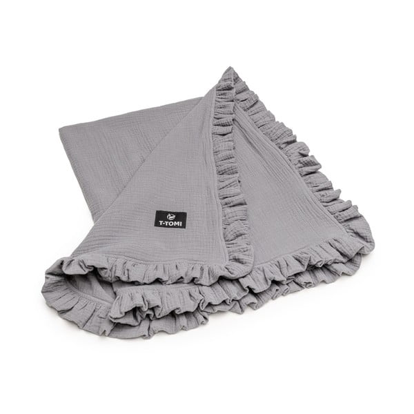 Pătură pentru copii gri din muselină 80x100 cm – T-TOMI