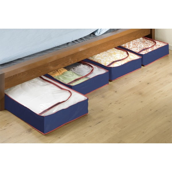 Cutii de depozitare sub pat 4 buc. din plastic 100x45x15 cm Deep Blue – Maximex-image-1