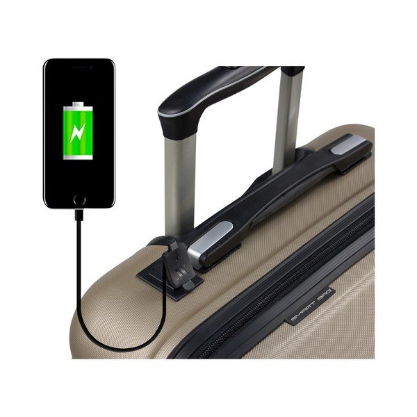 Valiză cu roți/troler cabină, cu port USB My Valice COLORS LASSO, auriu-image-3