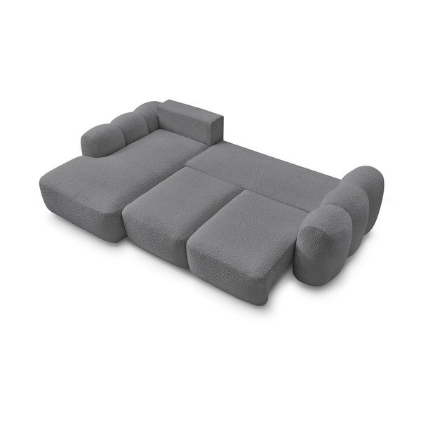 Colțar gri extensibil/cu spațiu de depozitare cu tapițerie din țesătură bouclé (cu colț pe partea stângă/cu șezlong) Montaigne – Bobochic Paris-image-3