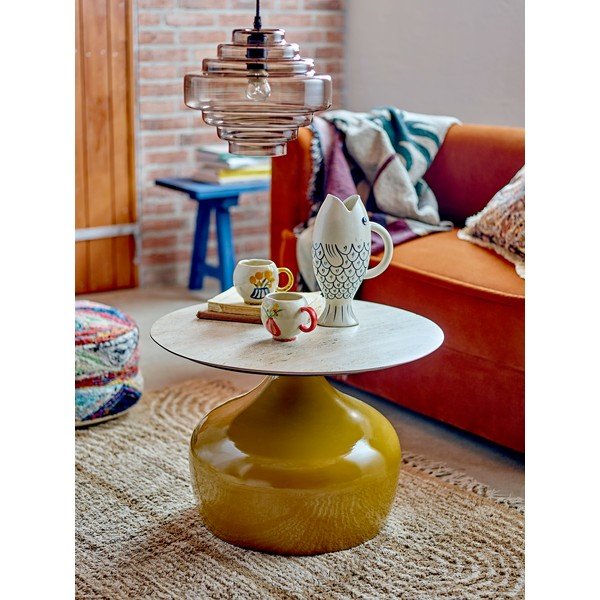 Măsuță de cafea galbenă rotundă cu blat ceramic ø 60 cm Lecco – Bloomingville-image-2
