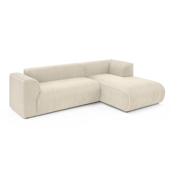 Colțar bej cu tapițerie din catifea reiată  (cu colț pe partea dreaptă/cu șezlong) Merid  – Ropez-image-2