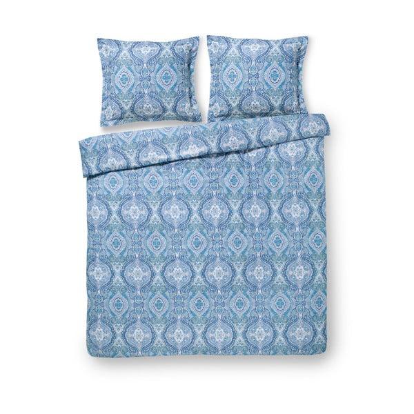 Lenjerie de pat din bumbac satinat Ekkelboom Trix, 200 x 200 cm, albastru