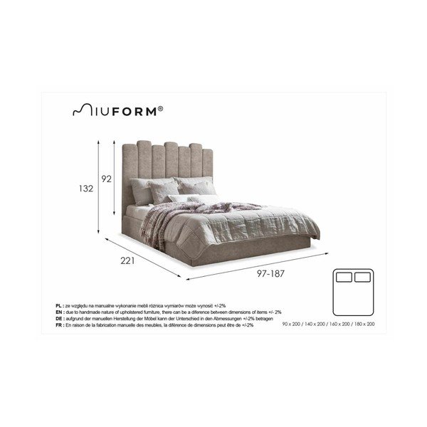 Pat turcoaz tapițat cu spațiu de depozitare și somieră 90x200 cm Dreamy Aurora – Miuform-image-4