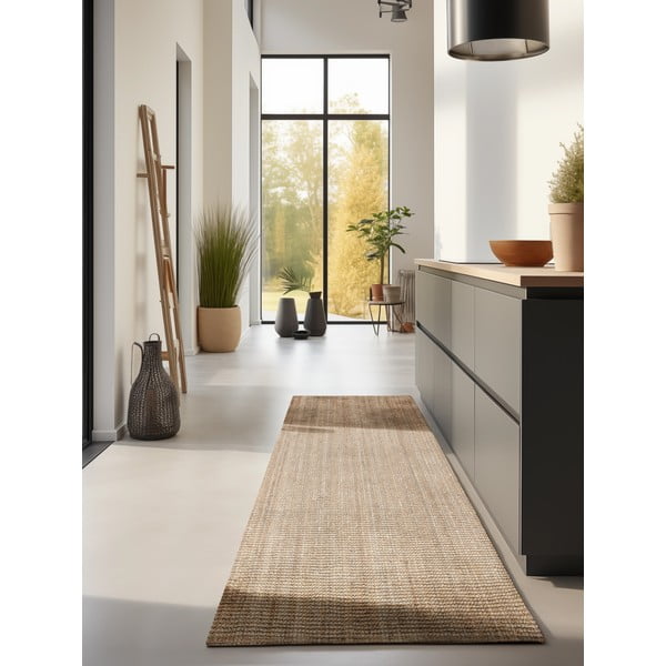 Covor tip traversă în culoare naturală din iută 80x200 cm Bouclé – Hanse Home-image-1