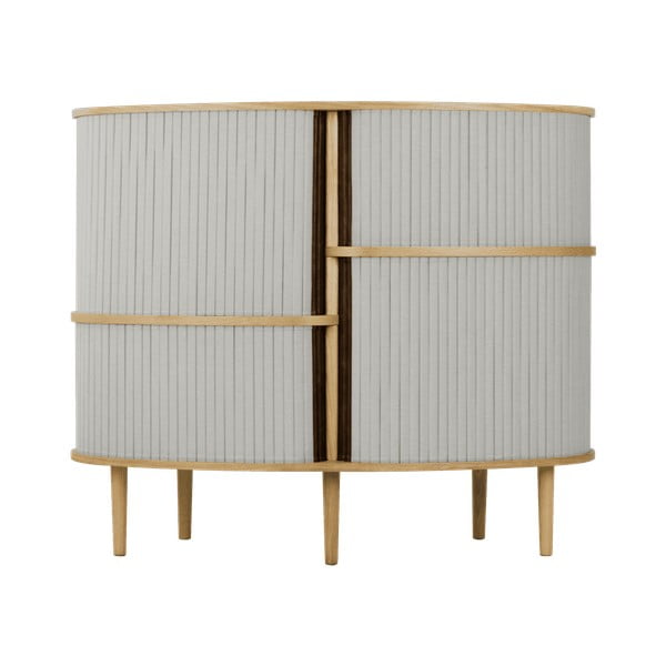Dulap gri-în culoare naturală cu aspect de lemn de stejar cu ușă glisantă 120x100x50 cm Audacious – UMAGE