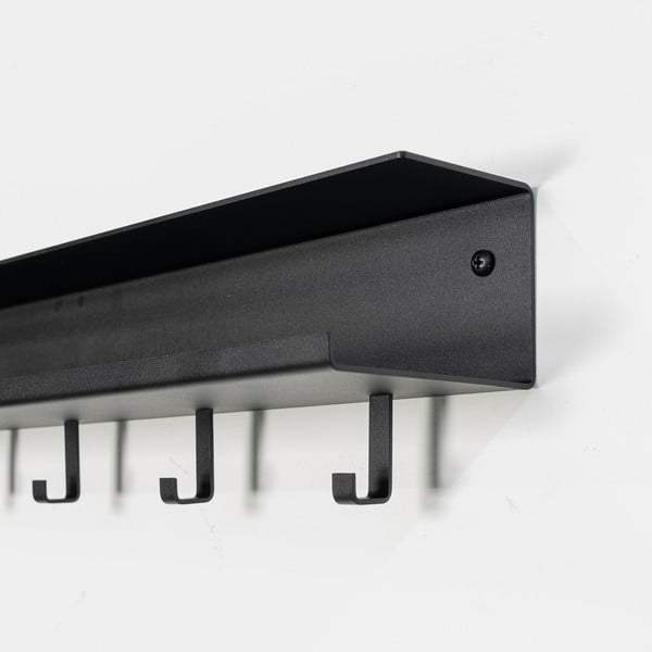 Cuier de perete negru cu raft din metal 50 cm Easy – Spinder Design-image-4