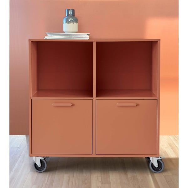 Comodă mobilă cu sertare Keep by Hammel, roșu cărămiziu-image-1