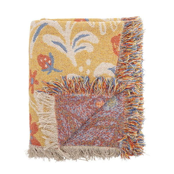 Pătură galbenă din bumbac reciclat 130x160 cm Reims – Bloomingville-image-3