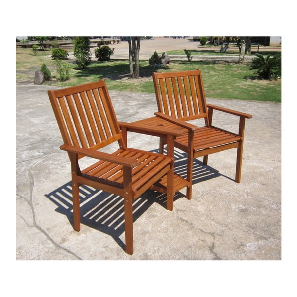 Fotoliu dublu de grădină din lemn de eucalipt Edison - Garden Pleasure-image-1