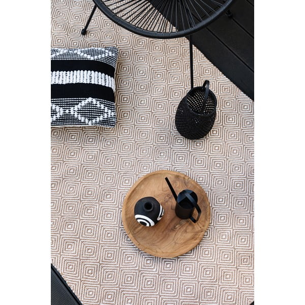 Covor reversibil pentru exterior din plastic reciclat Green Decore Solitaire, 120 x 180 cm, crem-image-1