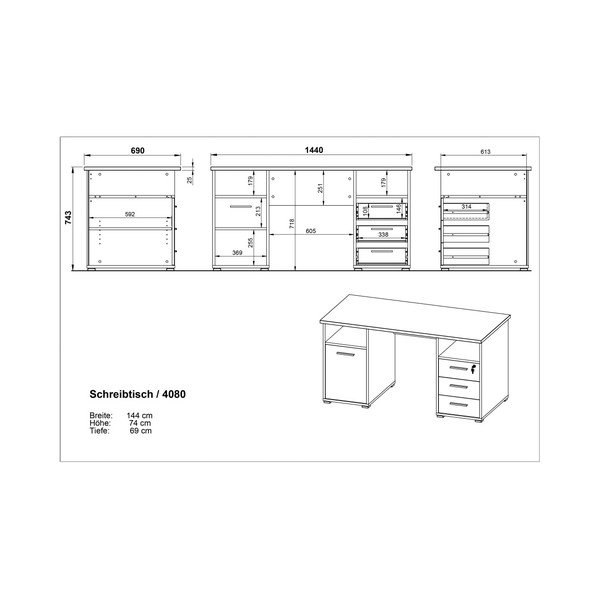Birou cu aspect de lemn de stejar Germania Desk-image-3