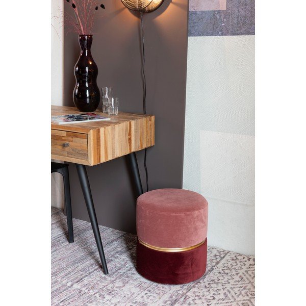 Taburet roșu-roz cu tapițerie din catifea Bubbly – White Label-image-1