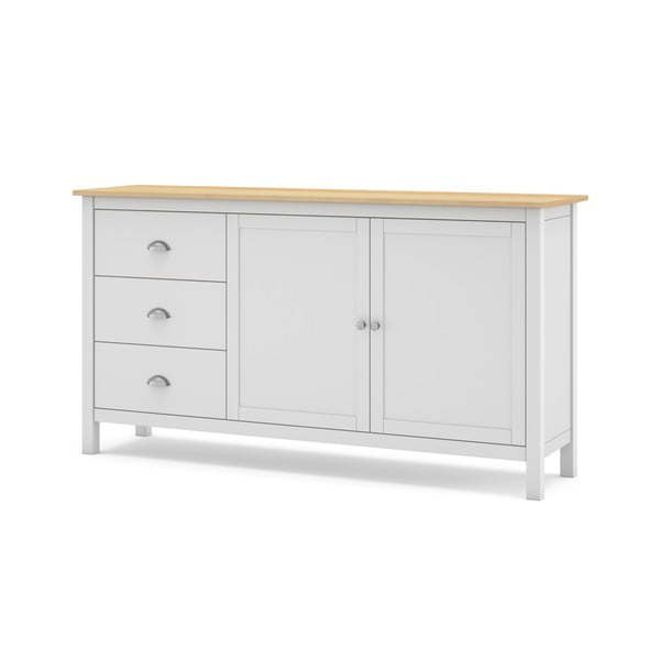 Comodă alb/natural joasă din lemn de pin 150x80,5 cm Misti – Marckeric-image-2