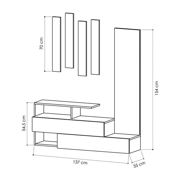Set pantofar cu oglindă și cuier de perete Ramda Oak-image-2