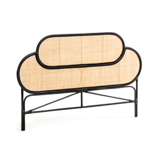 Tăblie din lemn de ratan cu detalii negre pentru pat Kave Home Lalita, 170 x 120 cm