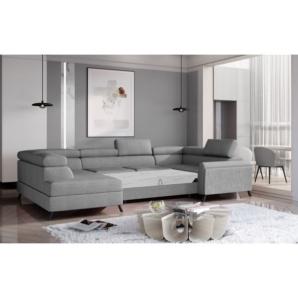 Colțar gri deschis extensibil/cu spațiu de depozitare (cu colț pe partea stângă/în formă de "U") Escada – ELTAP-image-2