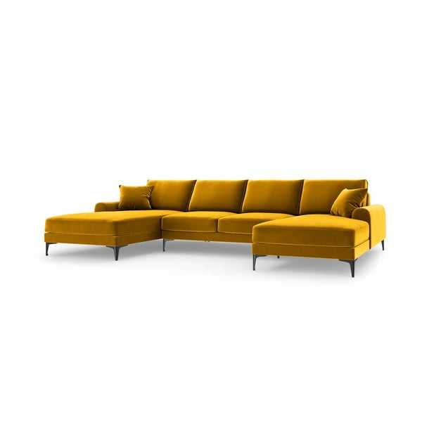 Canapea în formă de U din catifea Mazzini Sofas Madara, galben-image-2
