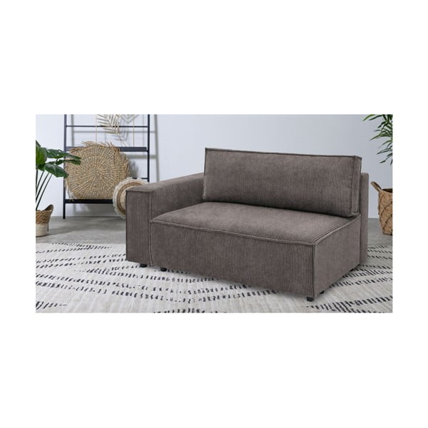 Modul pentru canapea maro deschis cu tapițerie din catifea reiată  (cu colț pe partea stângă ) Nihad modular – Bobochic Paris-image-1