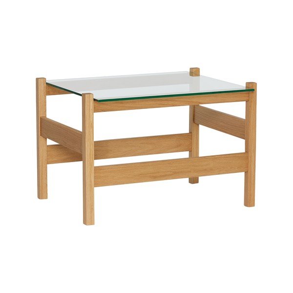 Măsuță de cafea în culoare naturală cu blat din sticlă 52x66 cm Ledge – Hübsch-image-3