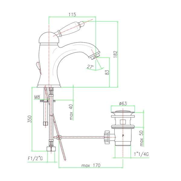 Baterie argintie pentru chiuvetă înaltă Kirké White – Sapho-image-2