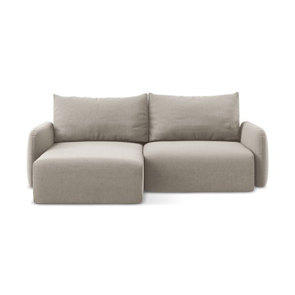 Colțar taupe extensibil/cu spațiu de depozitare cu tapițerie din catifea (cu colț pe partea stângă/cu șezlong) Kalena – Makamii
