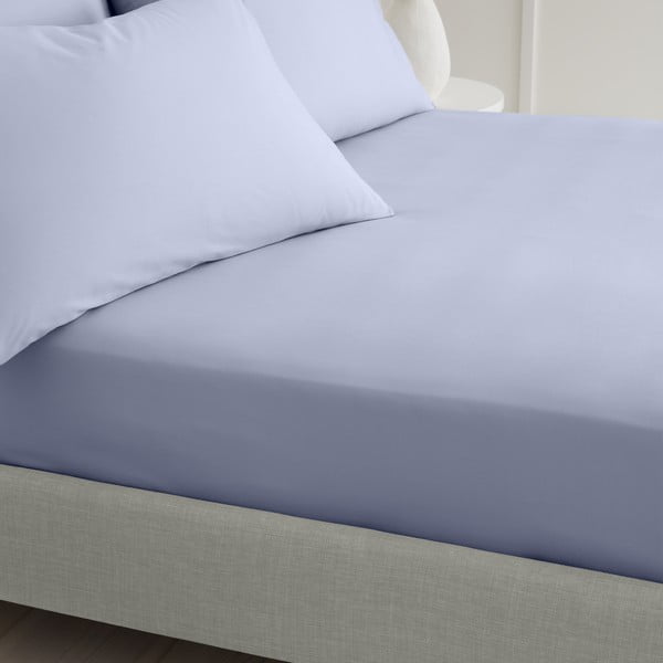 Cearceaf mov lavandă din bumbac percal cu elastic 150x200 cm Cotton Percale – Bianca-image-1