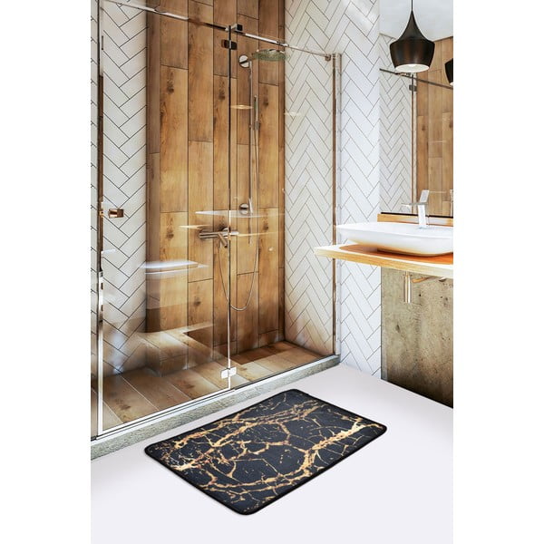 Covoraș de baie negru/auriu 60x40 cm Goldes - Foutastic-image-1