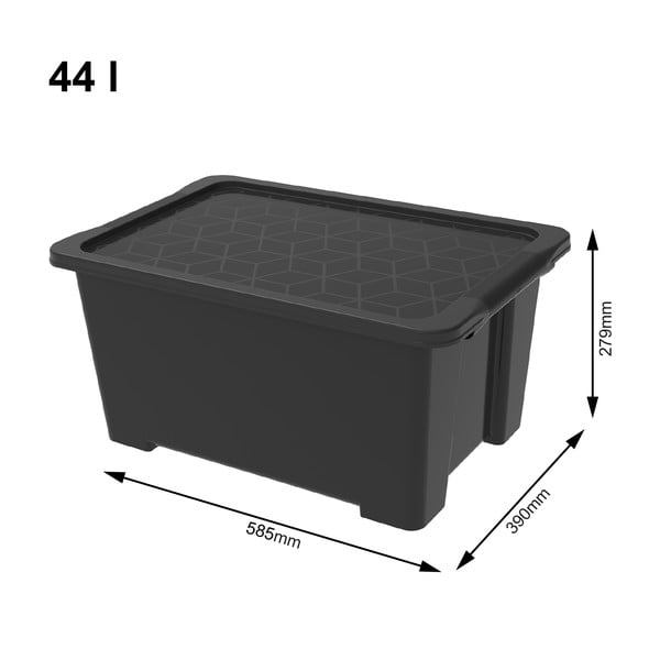 Cutie de depozitare  negru lucios din plastic cu capac Evo Easy - Rotho-image-1