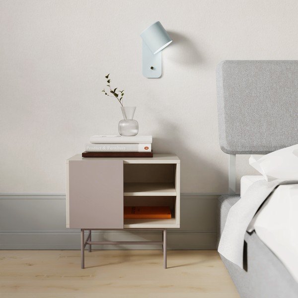 Noptieră bej/crem cu rafturi cu aspect mat Nube – Teulat-image-1