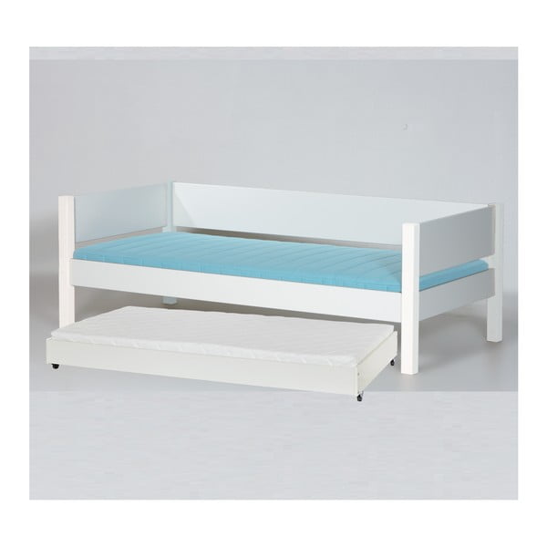 Pat pentru copii, cu protecții laterale și pat extra extensibil Manis-h Liv, 90 x 200 cm, alb