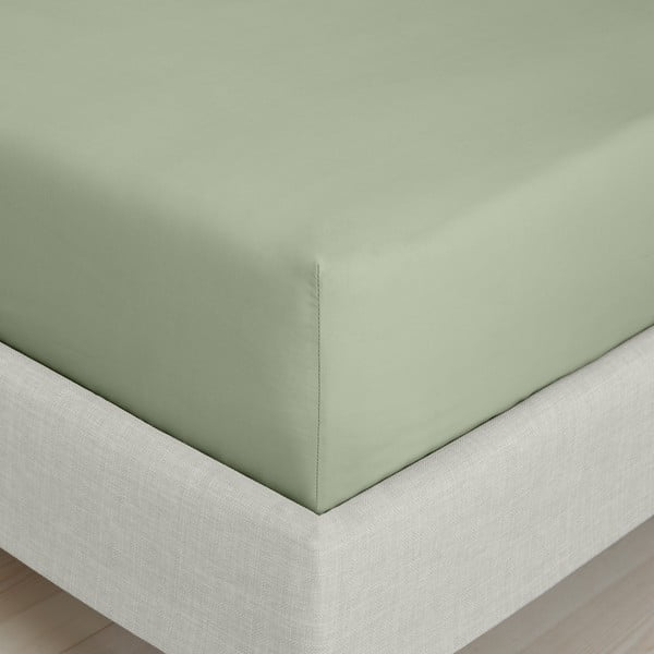 Cearceaf verde din bumbac percal cu elastic 150x200 cm Cotton Percale – Bianca-image-3