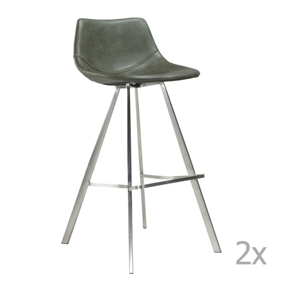Set 2 scaune bar cu bază din oțel DAN-FORM Pitch, verde