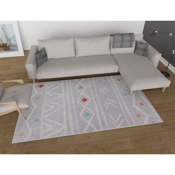 Covor tip traversă gri deschis lavabil 80x200 cm – Vitaus-image-1