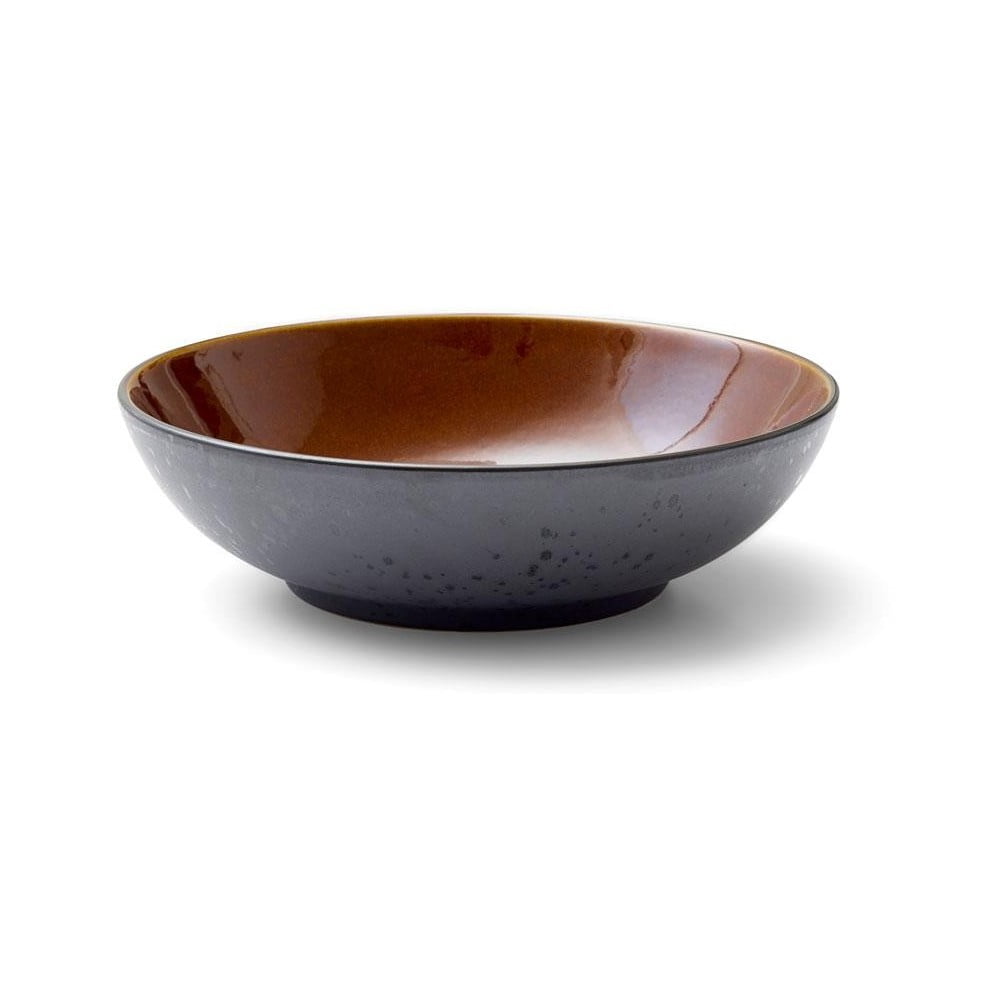 Bol din gresie ceramică pentru salată Bitz, ø 24 cm, negru - maro